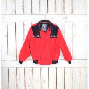 Vintage red Southwestern bomber flight jacket